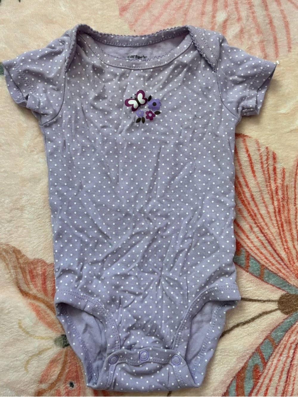 Carter's Lavender Polka Dot Short Sleeve Onesie with Butterfly
